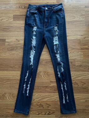 BOB Brand Denim High Rise Skinny Jeans Juniors 13/14 Distressed Holes Stretch